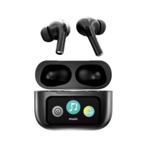 A9 Pro ANC ENC Wireless Earbuds – BT 5.4 Touch Control with Display & Zwsvibe App Black