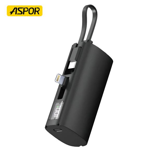 Aspor A351 2-in-1 iPhone & Type-C Flexible Portable Mini 5000mAh Power Bank