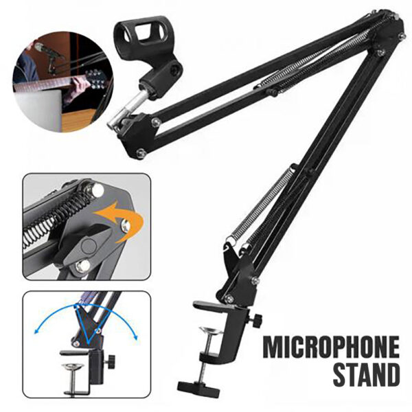 SYGA 35 Metal Cantilever Microphone Stand – Adjustable Desktop Mic Holder for Studio & Live Recording (Black)