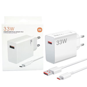 Xiaomi 33W QC3.0 Fast Charger with USB Type-C Cable – EU Plug | Quick Charge Wall Adapter for Android Devices