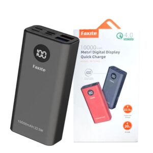 Faxite M10Pro 10000mAh Power Bank – 22.5W QC 4.0 Fast Charging with Digital Display & Metal Body