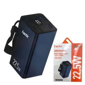 Faxite M20Plus 20000mAh Power Bank | 22.5W QC 4.0 | Metal Body + LED Display