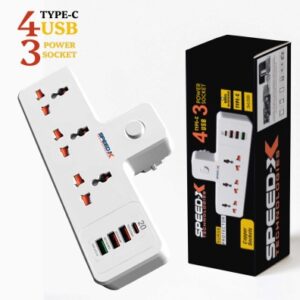 304PUC Speed-X Premium Portable Power Strip 3 Socket + 3 USB + 1 Type-C Port