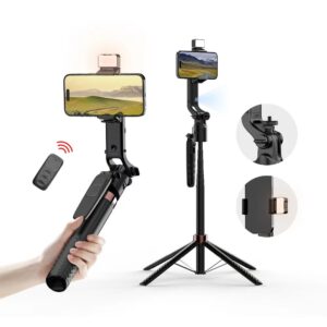 A101 AI Intelligent Gimbal with Auto Face Tracking, Wireless Remote & Fill Light – Extendable Stabilizer