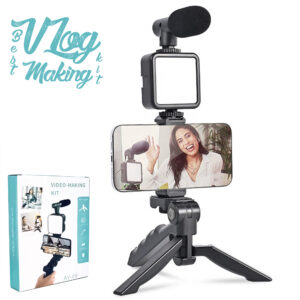 AY-49 Video Making Kit – Vlogging Tripod with Triple Band LED Light for Professional Content Creation