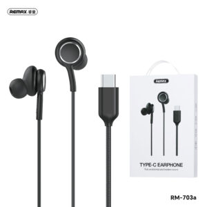 Remax RM-703a Type-C Lightweight Handsfree | High-Quality Wired Earphones with Mic
