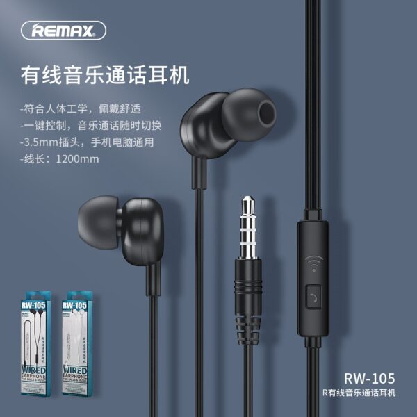 Remax Stereo Handsfree RW-105 | Premium Sound Wired Earphones with Mic