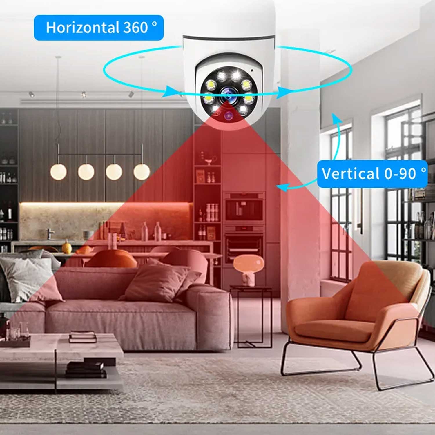 Speed-X SP-E27 Bulb Camera 1080p WiFi | 360° Panoramic Smart Security Camera with Night Vision, Motion Detection & Two-Way Audio - Image 2