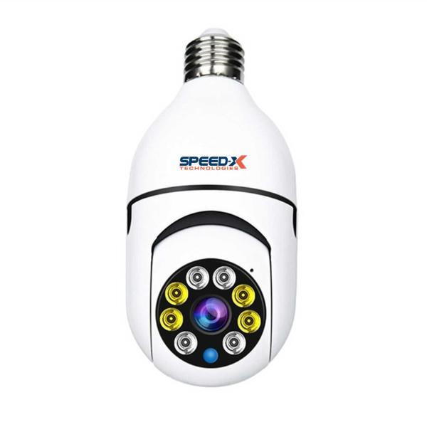 Speed-X SP-E27 Bulb Camera 1080p WiFi | 360° Panoramic Smart Security Camera with Night Vision, Motion Detection & Two-Way Audio