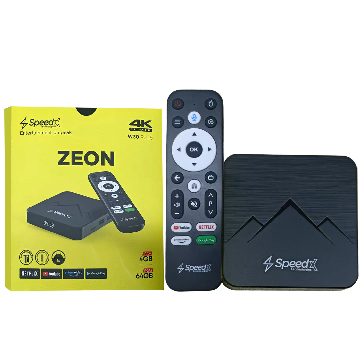 Speedx W30 Plus Zeon 4GB+64GB 4K 60FPS Smart TV Box Android 14 with Dual WiFi & Air Mouse Voice Control - Image 4