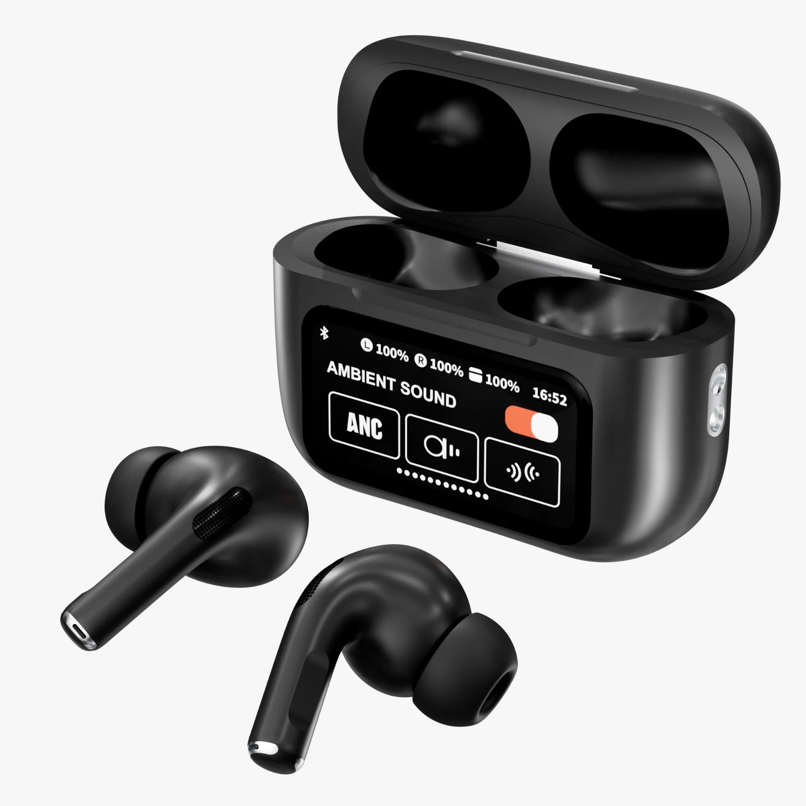 A9 Pro ANC ENC Wireless Earbuds BT 5.4 β Zhongkelqnxun Touch Control Black & White - Image 3