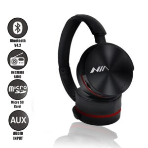 NIA Q6 Bluetooth Wireless Headphone Over Ear Black Deep Bass