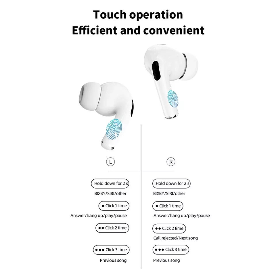 A9 Pro ANC ENC Wireless Earbuds BT 5.4 β Zhongkelqnxun Touch Control Black & White - Image 8