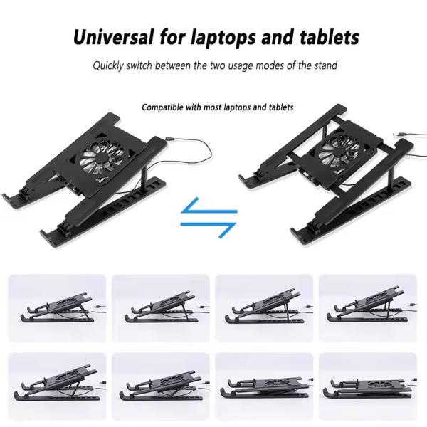 N6 adjustable high wind power and low noise foldable laptop and tablet cooling fan portable cooling stand